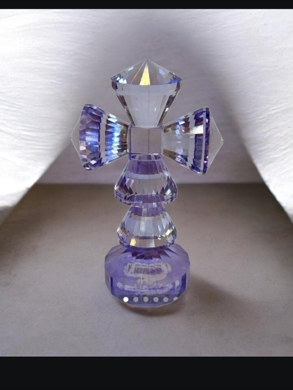 Oleg Cassini Purple Crystal Cross Lavender Faceted Communion Baptism Gift Girl